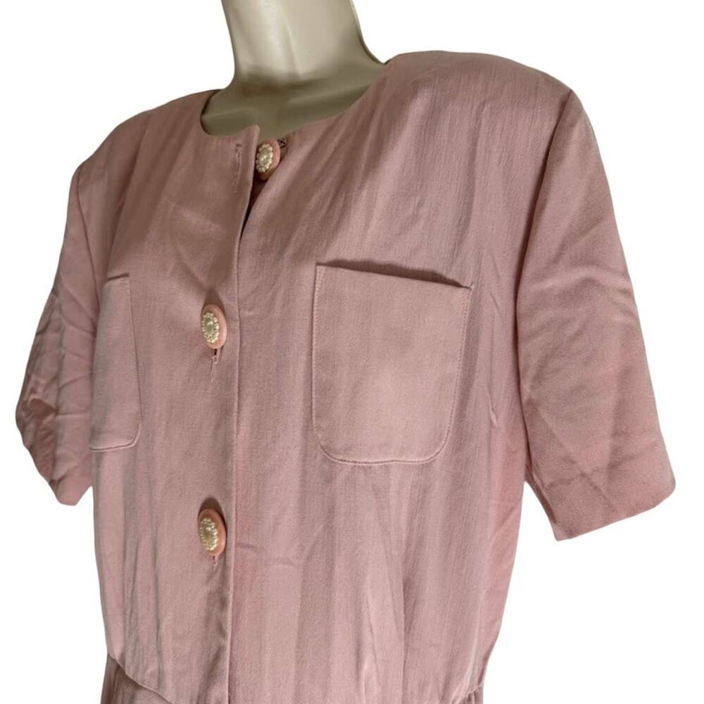Positive Attitude Womens 90s Pink Button Up Shirt Style Blouson Midi Dress sz 14 - Picture 4 of 15